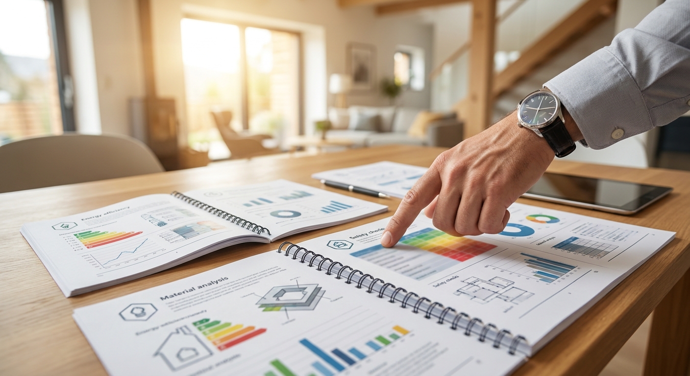 Dossier de diagnostics immobiliers étalé sur une table
